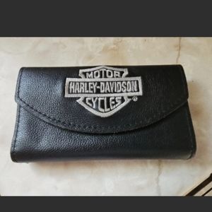 Harley Davidson Black Leather Womens Checkbook/Wallet